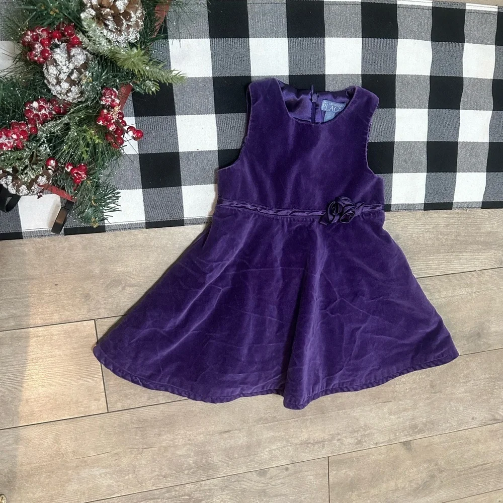 Vintage 90s Toddler Girl Purple Velvet Dress Children’s Place 3T Formal Holiday